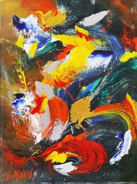 S. M. Naqvi, Acrylic on Canvas, 10  x 14 Inch, Abstract Painting, AC-SMN-021